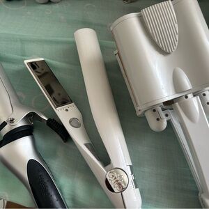 TYME White and Silver Hair Styling Tools with 2 hair irons .